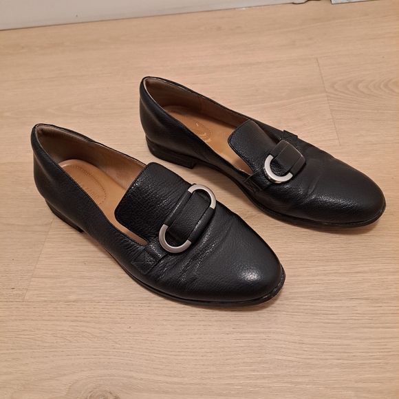 Corso Como Shoes - Corso Como Clarrah Black Loafers Shoes Old Money Pebbled Leather Size 9m